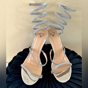 Windsor Fancy Feet Stiletto Heels in silver with rhinestones perfect for Prom!